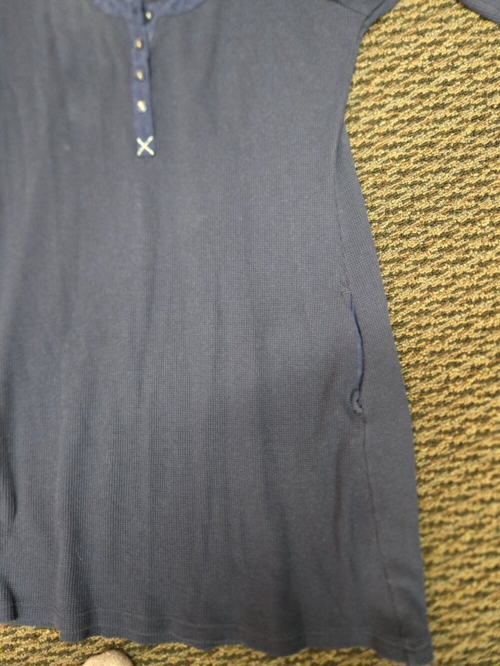 Anthropologie Sleepy Sunday Blue Waffle Knit Henley Chemise Dress Size M - Picture 7 of 11